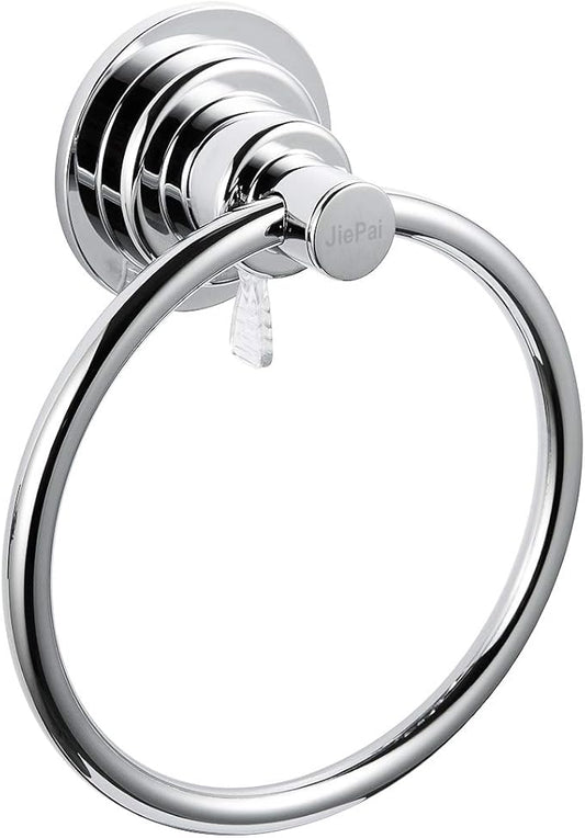 JiePai Drill Free Powerful Vacuum Suction Cup Towel Ring Shower Washcloth Hand Towel Round Holder