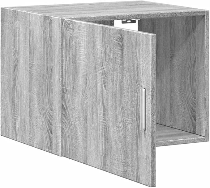 Wall Mounted Cabinet, Grey Sonoma Engineered Wood Storage Organizer, Reversible Door, Modern Wall Shelf for Living Room Bedroom Bathroom, 19.7 x 16.7 x 15.7 Inches