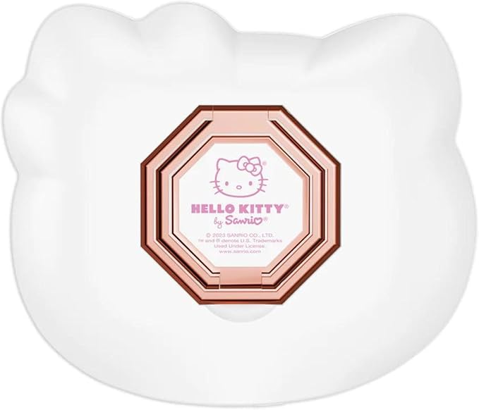 Impressions Vanity Hello Kitty 3X Magnifying Pocket Mirror with Stand, Adjustable Brightness Daylight LED Lighted Compact Makeup Mirror for Desk, Travel, Purse (White)