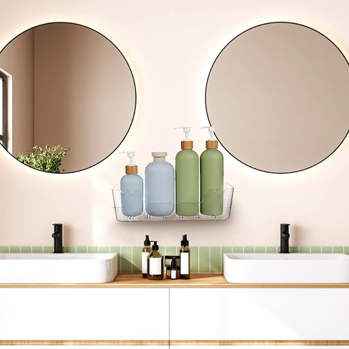 PartyKindom 2pcs Bathroom Shelves Wall Mounted No-Drill Floating Storage Holder Organizer Rack Large Capacity Space-Saving Shelf for Toilet Paper Towels and Essentials
