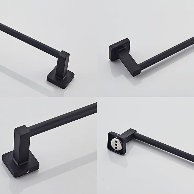 Matte Black Bathroom 12 InchTowel Bar, Bath Accessories Thicken Stainless Steel Shower Towel Rack for Bathroom, Towel Holder Wall Mounted (Total Length 14-Inch)