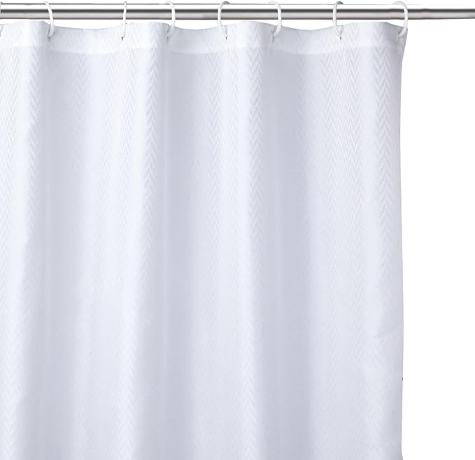 Encasa XO Luxury Jacquard Shower Curtain ZZ White 72x84 in | Rustproof, Wrinkle-Free, Water-Repellent & Machine Washable | Elegant Heavy Fabric for Bathroom Decor & Bathtub Use