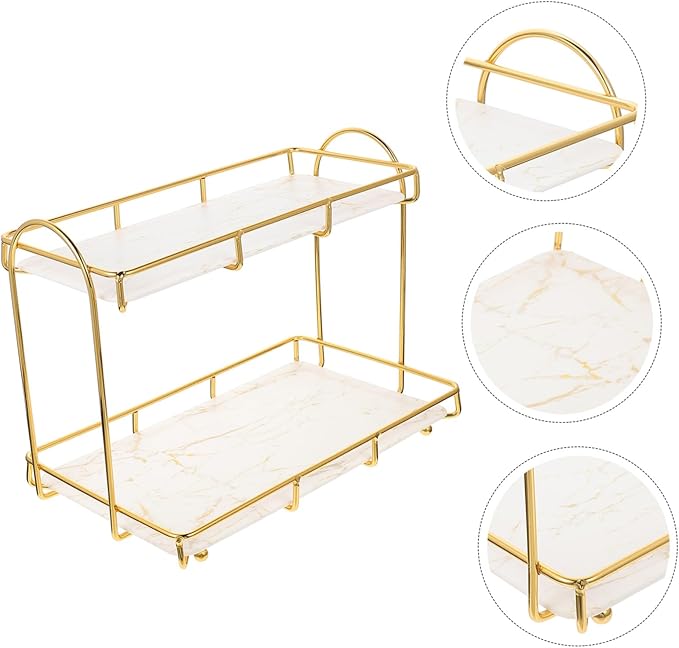 Mobestech 2-Tier Bathroom Countertop Organizer Rack Versatile Storage Shelf for Toiletries and Skincare Sturdy Plastic Non-Slip Base for Home and Travel Use