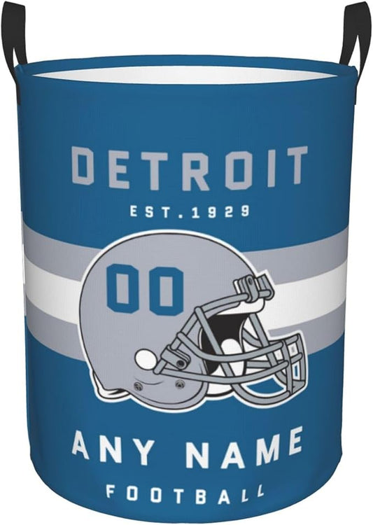 Custom Detroit Laundry Hamper - Personalized Football Style Laundry Basket - Customized Name and Number - Dirty Clothes Hamper Waterproof Large Capacity Hamper for Bedroom Bathroom Living Room