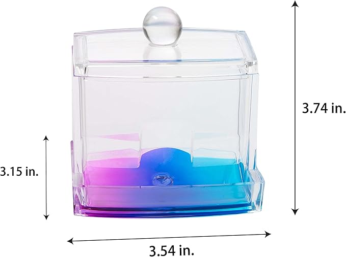 Simplify Q-tip Box | Dimensions: 3.54" x 3.15" x 3.74 | Great for Bathroom | Vanity | Dresser | Q-Tip Dispenser | Easy Refill | Bathroom Accessories | Durable | Lightweight | Ombre