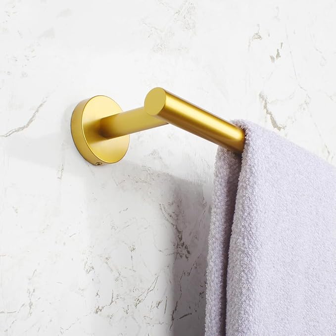 Stainless Steel 24-Inch Bathroom Single Towel Bar Gold Towel Holder, Wall Mount Towel Back Rod Hotel Style