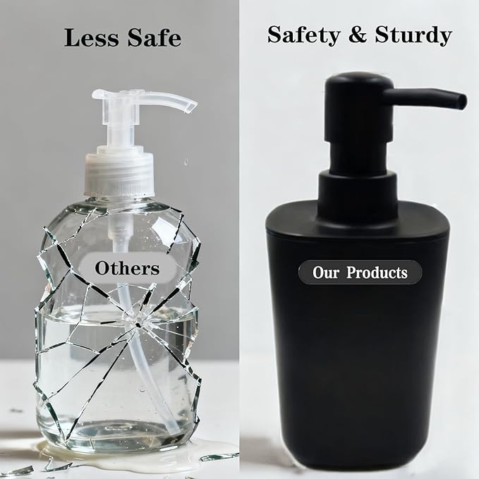 Matte Black Bathroom Accessories Set, 4-Piece Plastic Bathroom Decor Set with Soap Dispenser, Toothbrush Holder, Rinse Cup & Soap Dish, Countertop Bathroom Organizer
