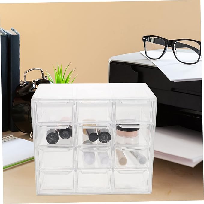 Multi Desk Organizer Storage Box with Removable Makeup Storage Organizer for Cosmetics Office Supplies and Crafts Stackable Storage Solution for Vanity and Desk Organization