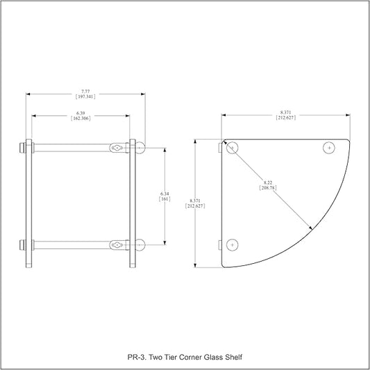 Allied Brass PR-3-BKM Two Tier Corner Glass Shelf, Matte Black
