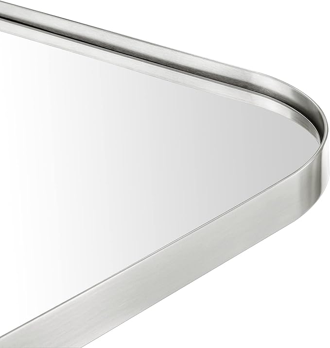 Brushed Nickel Arched Recessed Bathroom Medicine Cabinet with Mirror Stainless Steel Metal Framed Rectangular Bathroom Cabinet with Mirror 16x28.3''