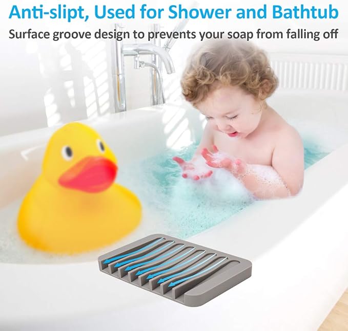 Mcyye Self Draining Soap Dishes, Premium Silicone Soap Holder & Saver for Shower, Bathroom, Kitchen, Bath Tub, Razor, Sponges, Drains Water Very Well, Can Extend Soap Life, Easy Clean