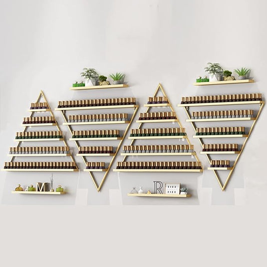 Nail Polish Rack Wall Mounted Perfume Organizer Shelves ,Triangle Nail Polish Metal Holder Essential Oil Display Case Shelf for Home Salon Business Spa, Cosmetics Bottles Storage Cabinet Spice Rack