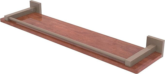 Allied Brass MT-1-22-GAL-IRW-SHB Montero Collection 22 Inch Solid IPE Ironwood Shelf with Gallery Rail, Shaded Beige