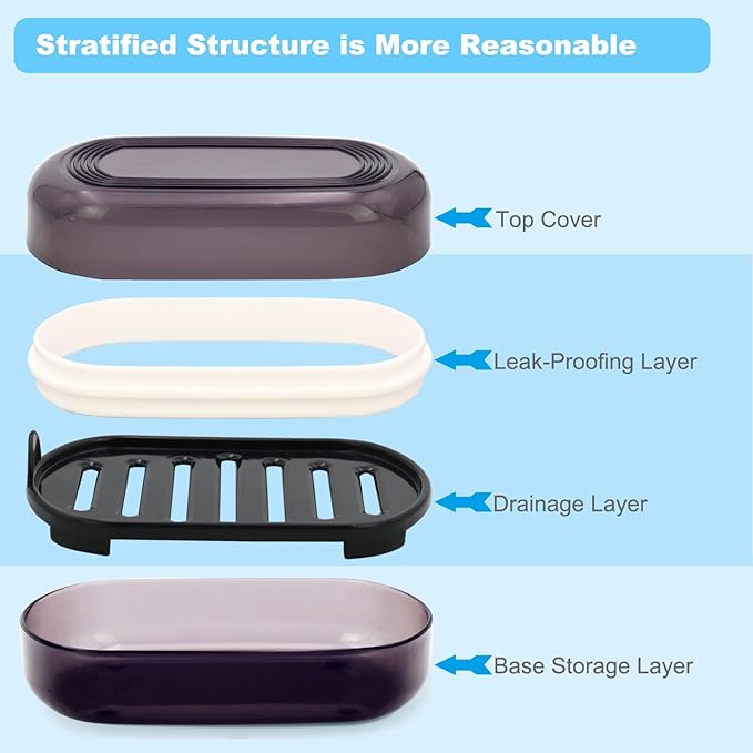 HAYSNA Travel Soap Container, Bar Soap Holder, Portable Soap Case, Soap Dish with Lid for Traveling, Camping, Gym, Bathroom (Black Style-1)