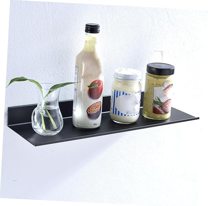 WOONEKY 2pcs Metal Floating Shelves Wall Mount Shelf Bathroom Storage Wall Storage Rack Black