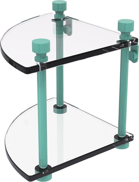 Allied Brass FT-3-SFG Foxtrot Collection Two Tier Corner Glass Shelf, Sea Foam Green