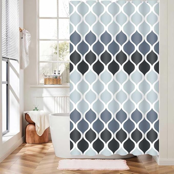 Textured Clarisse RV Shower Curtain by Creative Home Ideas - Modern Bathroom Waterproof Fabric, Machine Washable, 47 x 64 Inches