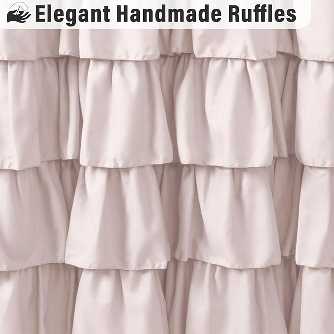 Seasonwood Beige Shower Curtain Cute Ruffle Shower Curtain Cream Shower Curtains Shabby Chic Farmhouse Style Design Girly Shower Curtains Button Country Style,72x72 in