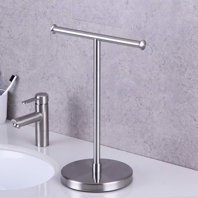 GERZWY Hand Towel Holder Stand Modern Free Standing Tree Rack for Countertop, SUS 304 Stainless Steel Brushed Finished DZY024-LS