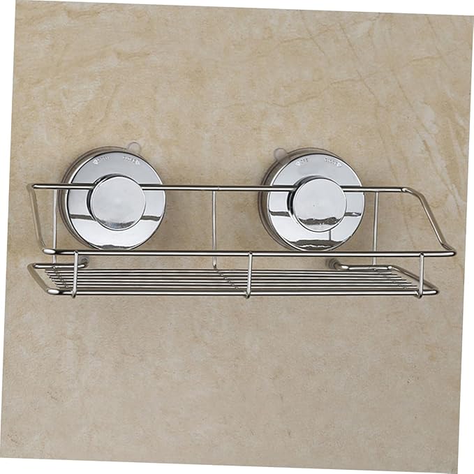 MAGICLULU Wall Mounted Bathroom Shelf Resistant Storage Rack with Suction Cup Organizer for Bathroom Toilet Kitchen Silver Finish
