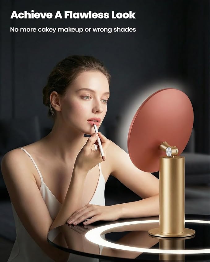 SJZX Lighted Makeup Mirror with Travel Case & 10X Magnification, Rechargeable Vanity Mirror with Lights, 3CCT Lighting, Portable Detachable Stand for Tabletop & Travel, Gifts for Women Wife Girlfiend