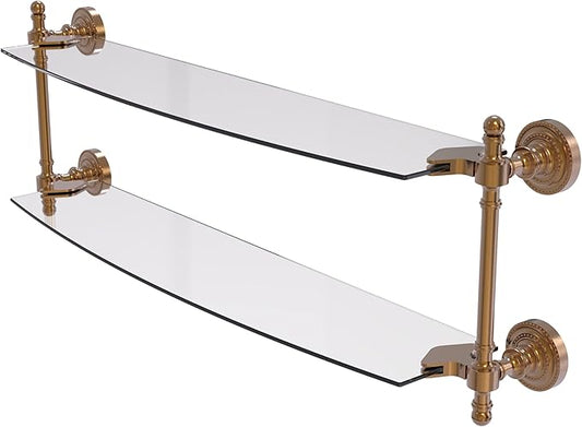 Allied Brass RD-34/24-BBR Retro Dot Collection 24 Inch Two Tiered Glass Shelf, Brushed Bronze
