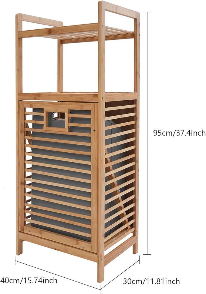 Freestanding Hamper Laundry Hamper Cabinet Hidden Laundry Hampers Flip Cabinet with Shelf Tilt out Hampers Basket with Shelf for Bedroom Bathroom