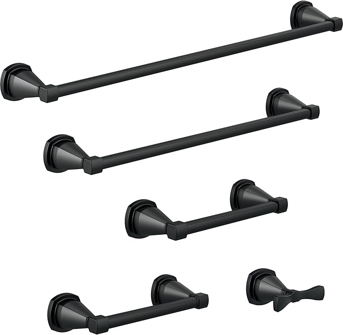 DELTA FAUCET 77618-BL Stryke 18-in Wall Mount Towel Bar Bath Hardware Accessory in Matte Black