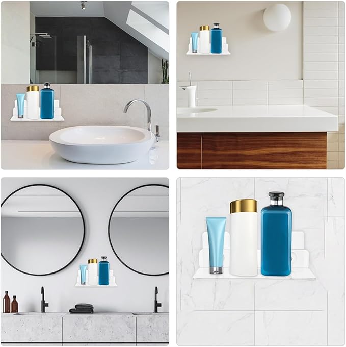 Acrylic Floating Wall Shelf Bathroom Storage Rack Organizer for Toiletries Kitchen Bedroom Office Transparent Modern Mounted Display