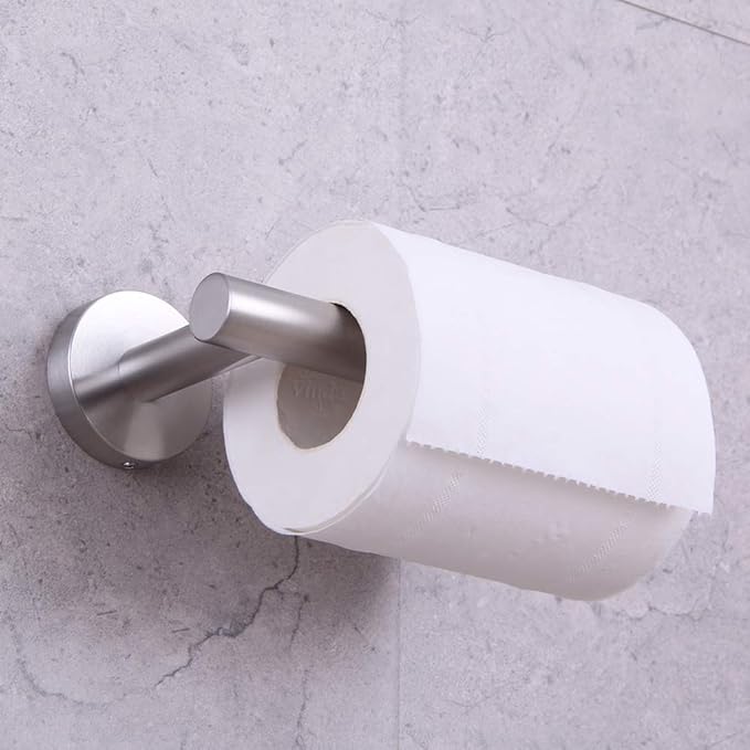 GERZWY Modern 3-Piece Bathroom Hardware Set Toilet Paper Holder and 2X Towel Hook Wall Mounted Brushed SUS 304 Stainless Steel AG1401B-LS