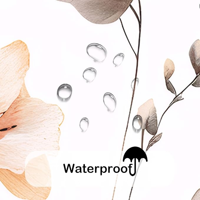 Brown Beige Floral Shower Curtain, Watercolor Flower Shower Curtains for Bathroom, Modern Minimalist Waterproof Fabric Bath Decoration 72x72 Inch