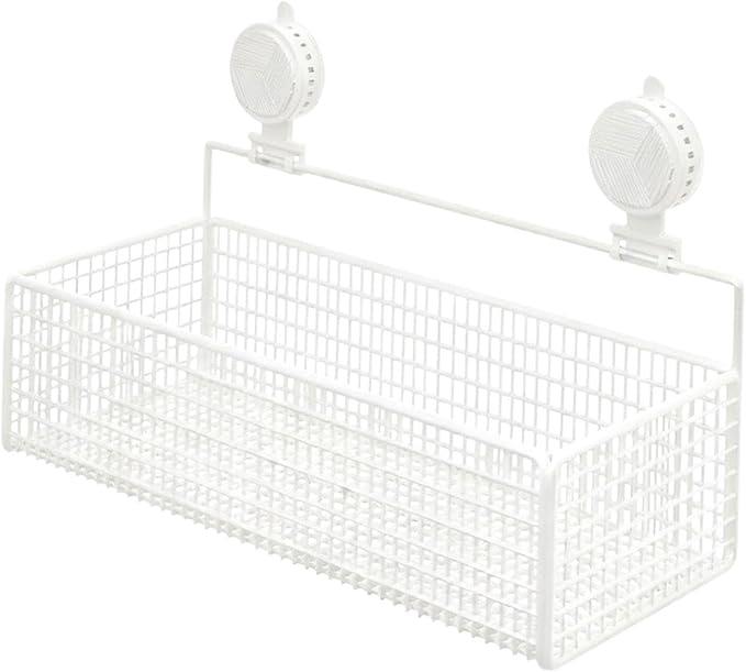 Bathroom Shelf with Suction Cup, Shampoo Holder, Bathroom Organizer, White M