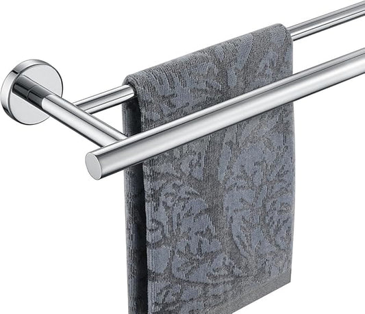 JQK Double Bath Towel Bar, 30 Inch 304 Stainless Steel Thicken 0.8mm Towel Rack for Bathroom, Towel Holder Polished Chrome Wall Mount, Useable Length 27 Inch, TB100L27-CH