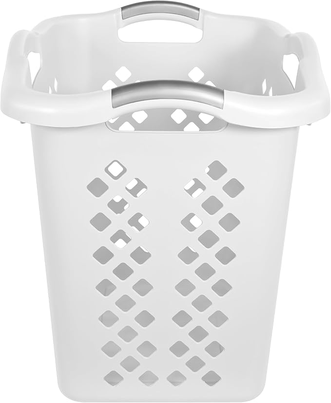 2-Pack 2 Bushel Ultra Portable Plastic Laundry Basket With Silver Handle, Suitable For Dirty Laundry Basket Boxes In Homes And Apartments, White