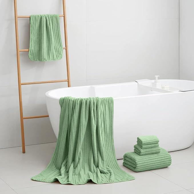 Extra Large Bath Towel Set of 6 (40"x80"),Oversized Bath Sheet Super Soft Highly Absorbent Microfibers Quick Dry Luxry Shower Towel for Bathroom Spa Gym Hotel Yoga(Sage Green, 6Piece)