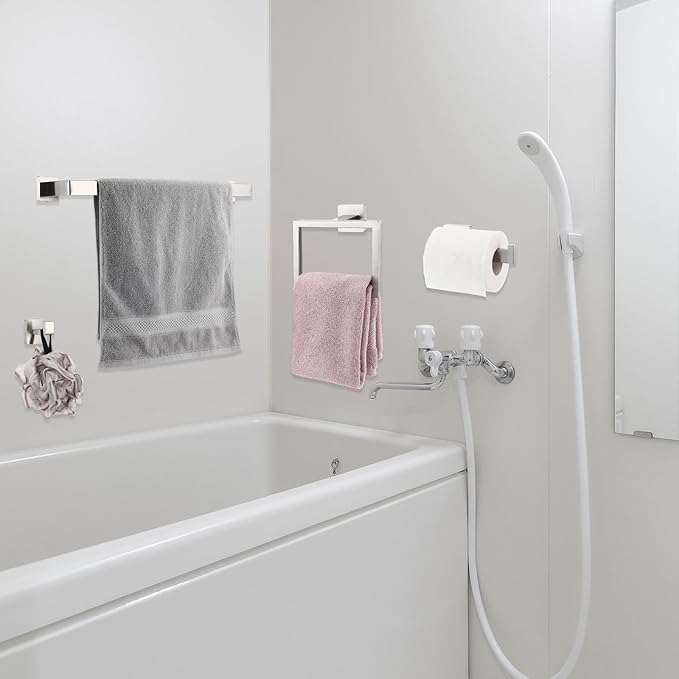 Gisafai 25 Pcs Silver Bathroom Hardware Accessories Set 23.6 Inch Bath Towel Bar Kit Stainless Steel Bathroom Hardware Set Towel Racks Ring Robe Hooks Paper Holder for Wall Mounted