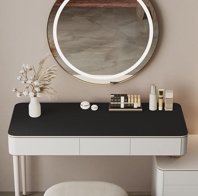 39.37" * 15.7" Large Makeup Mat for Vanity Top Protector, Waterproof, Non-Slip Vanity mat.Vanity mat Protector for Makeup,Vanity Protector mat and Dresser Protector top. (Black)