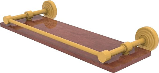 Allied Brass WP-1-16-GAL-IRW-SGL Waverly Place Collection 16 Inch Solid IPE Ironwood Shelf with Gallery Rail, Spanish Gold