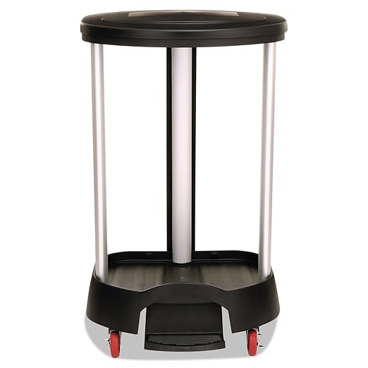 Rubbermaid Commercial Executive Series Step-On Linen Hamper/Laundry Basket with Front Locking Casters, 30 Gallon, Black, Hands Free Lid, for Hospitals/Medical Labs/Commercial Facilities