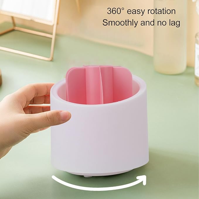 AUNMAS Rotating Makeup Brush Holder, 4.9 x 9.3in Plastic Makeup Brush Storage Organizer Anti Dust Makeup Brushes Organizer with Lid and 8 Brushes ()