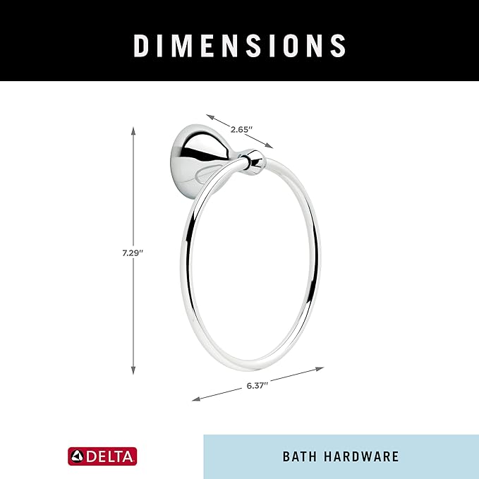 Delta Foundations Hand Towel Holder Polished Chrome Racks for Bathroom Wall Round Ring Holder, Bath Towel Hanger for Kitchen, Bathroom Accessories FNDS46-PC (Pack of 3)