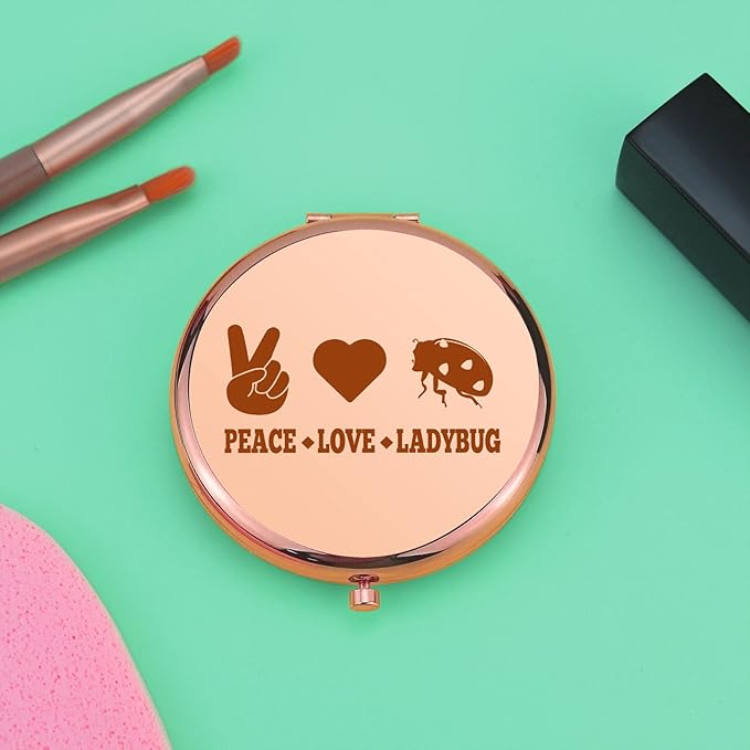 Ladybug Lover Gifts Compact Makeup Mirror Ladybug Gifts for Women Animal Lover Present Good Luck Ladybird Inspirational Present Folding Makeup Mirror for Friend Daughter Sister Birthday Graduation