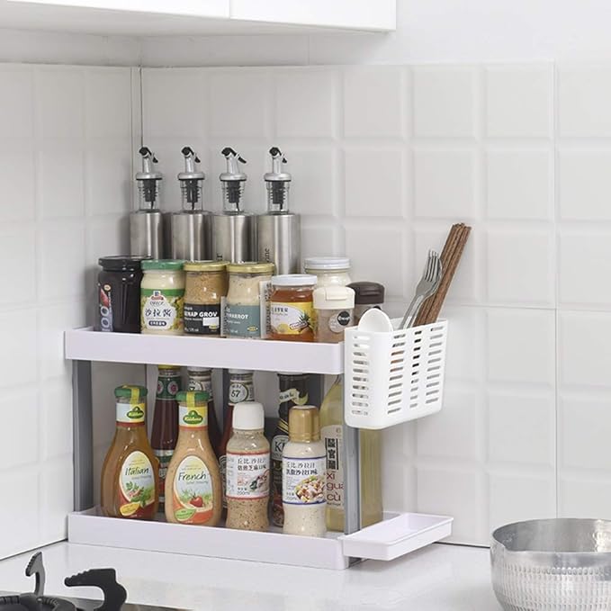 WFF Non-Perforated Kitchen Bathroom Shelf Floor Knife Rack Countertop Supplies Seasoning Kitchenware Storage (Color : B)