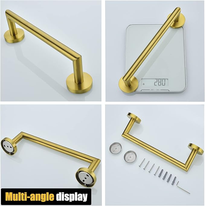 12 Inches Hand Towel Bar Bathroom Towel Holder SUS304 Stainless Steel Bath Towel Rack Dish Cloths Hanger Wall Mount Brushed Gold,96018-2-12BG.