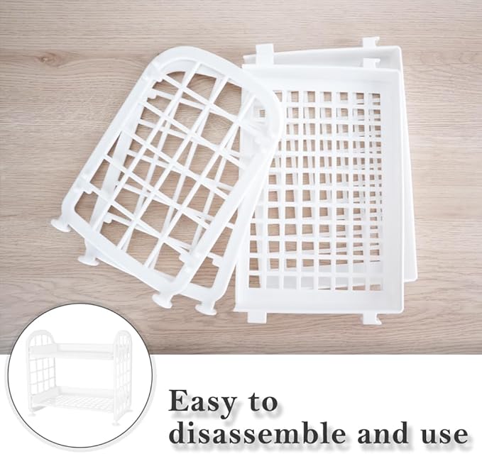 Desktop Rack Cosmetic Stationery Storage Holder, 2-Tier Multifunctional Plastic Shelf Makeup Organizer for Skincare Office Kitchen Bedroom Bathroom Home (White)