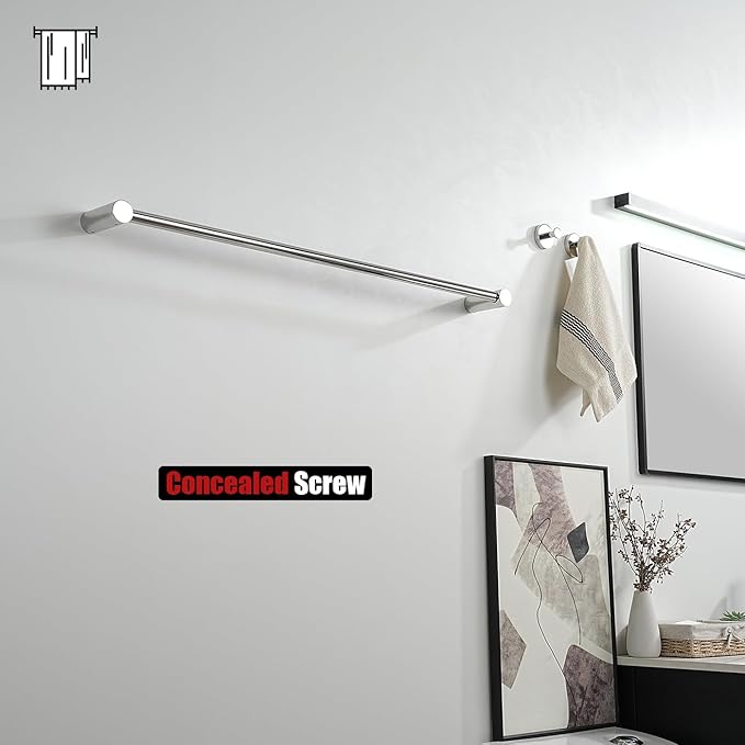 JQK Bath Towel Bar Chrome, 32.5 Inch 304 Stainless Steel Thicken 0.8mm 2 Pieces Towel Rack Bathroom Wall Mount, Useable Length 30 Inch, TB610L30-CH