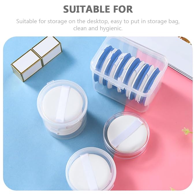 8Pcs Powder Puff Holder Round Square Makeup Sponge Beauty Sponge Carrying Case Powder Puff Container Makeup Egg Storage Box for Sponge