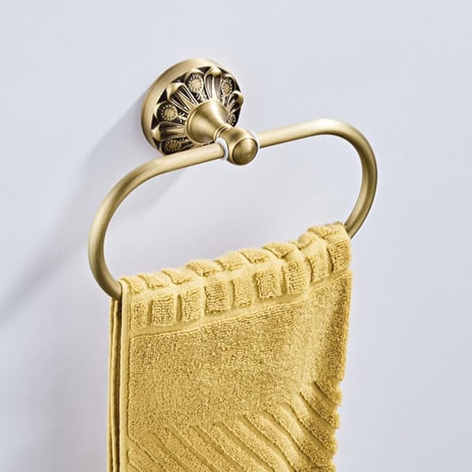 Antique Oval Towel Ring Holder Brass Material Towel Ring for Towel Storage Wall Mounted Towel Hanger Rack for Bathroom Toilet (Brush Bronze)