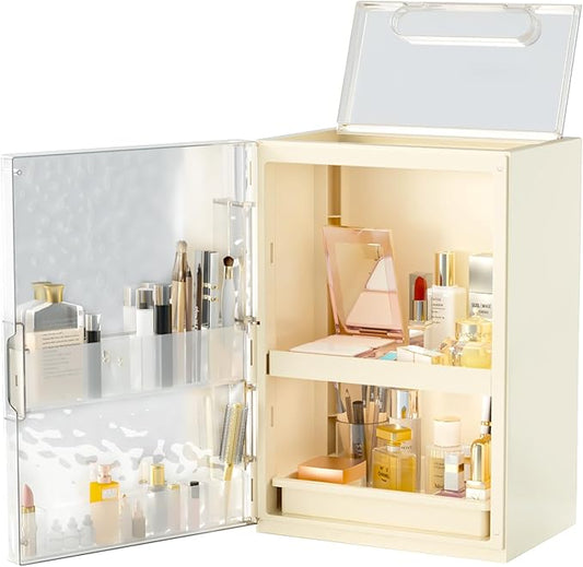 Makeup Organizer,Skincare Organizer with Drawers and Transparent Cover,Large Cosmetic Display Case for Vanity Organizer and Bathroom Countertop Storage.