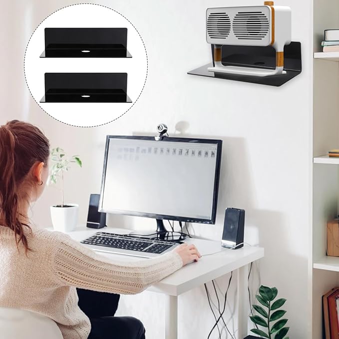 Zerodeko Wall-Mounted Storage Rack Punch-Free Acrylic Organizer for Clocks and Speakers Multi-Purpose Wall Shelf for Bathroom and Home